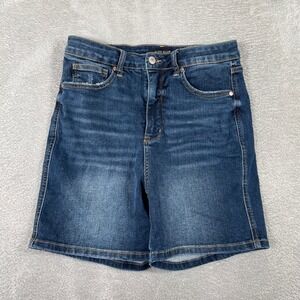 Judy Blue Denim Shorts Womens Large Blue Stretch Mid Rise Classic Jean Short